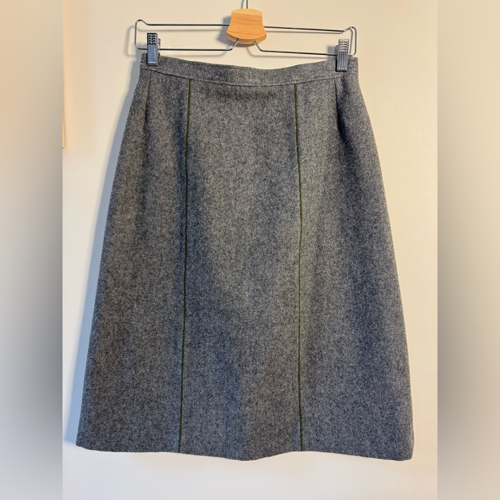 Vintage Austria Loden Gray Wool Felt A-Line Skirt Lined Sz 40 Medium Grandmacore
